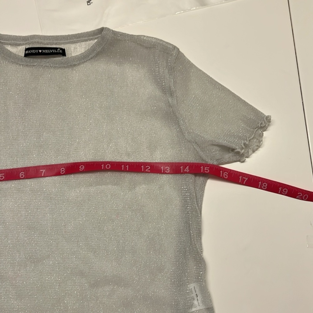 Brandy Melville Sheer White Short Sleeve Crop Top - Picture 8 of 8